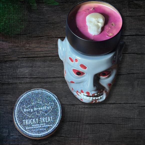 Tricky Treat Wickless Candle: Candy Corn Butterscotch Whiskey Scent - Picture 5 of 8